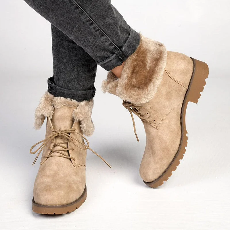 Soft Style by Hush Puppy Samira Fur Collar Boots - Taupe