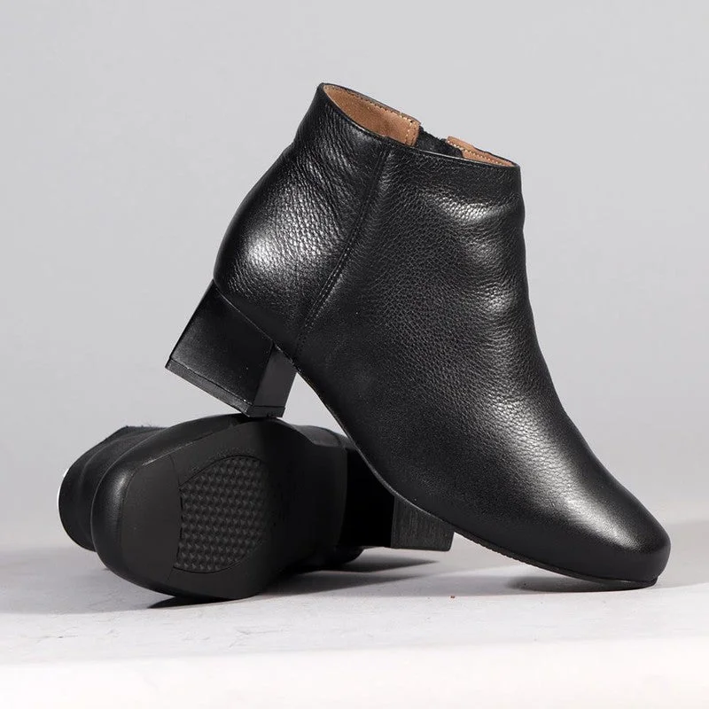 Froggie Chelsea Block Heel Side Zip Ankle Boot - Black