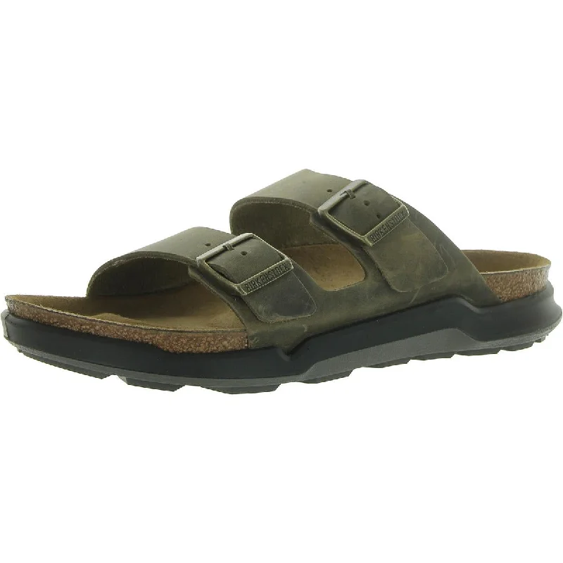 Birkenstock Mens Leather Open Toe Slide Sandals