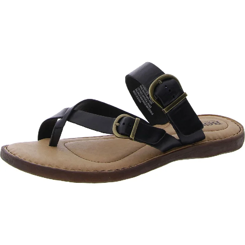 Born Womens Leather Buckle Slide Sandals