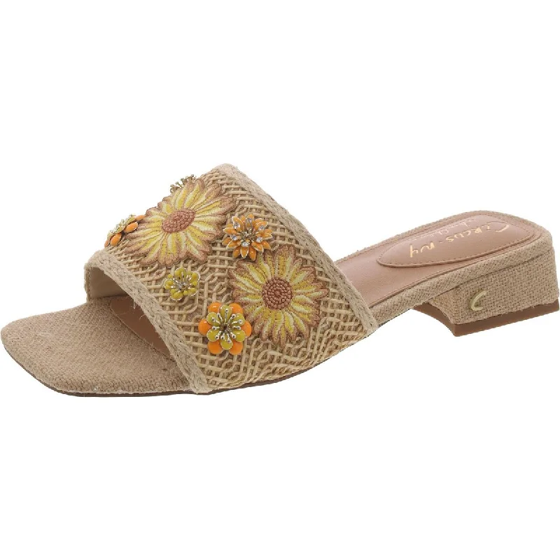 Circus by Sam Edelman Womens JOSIE Raffia Embelished Slide Sandals