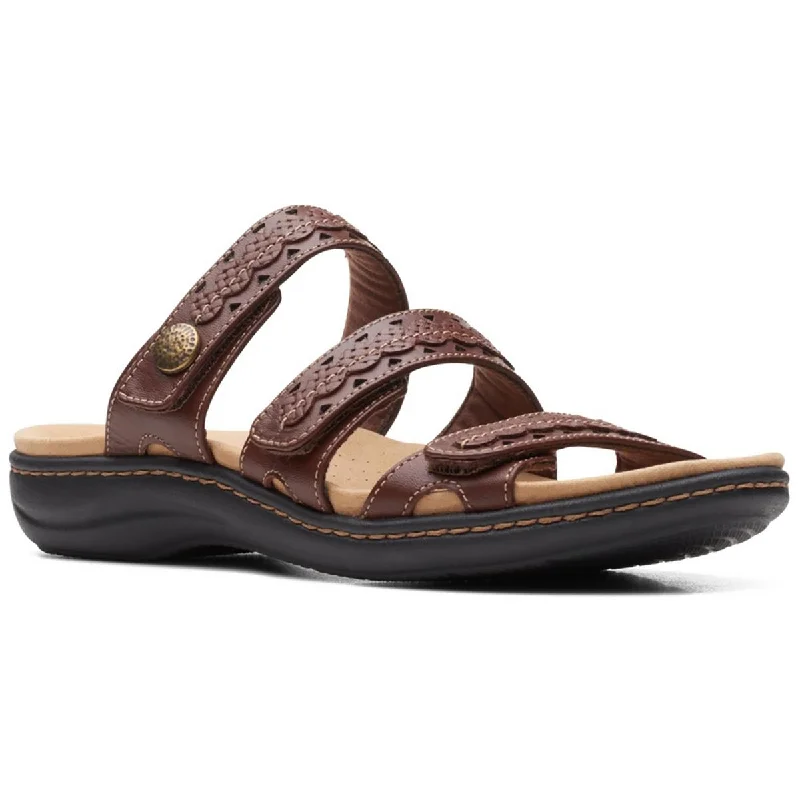 Clarks Womens Laurie Ann Bella Leather Slip-on Slide Sandals