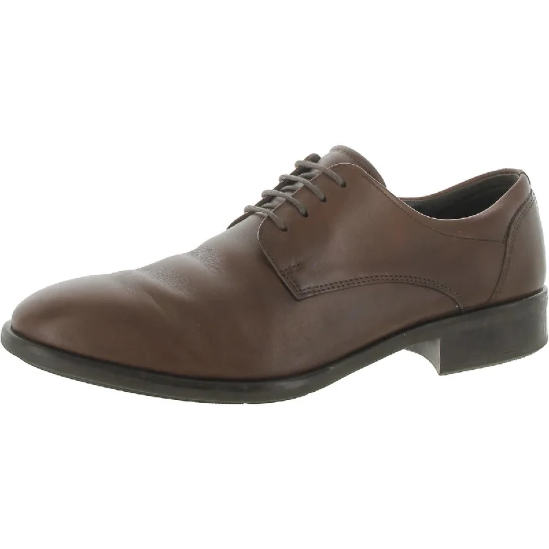 ECCO Mens Leather Block Heel Oxfords