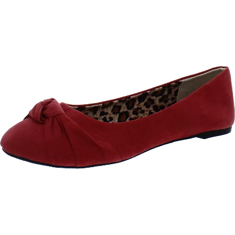 EpicStep Womens Jessica Faux Suede Knot Front Ballet Flats