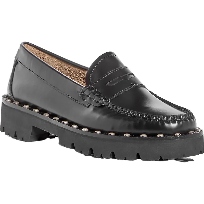 G.H. Bass & Co. Womens Whitney Studded Welt Slip On Lug Sole Loafers