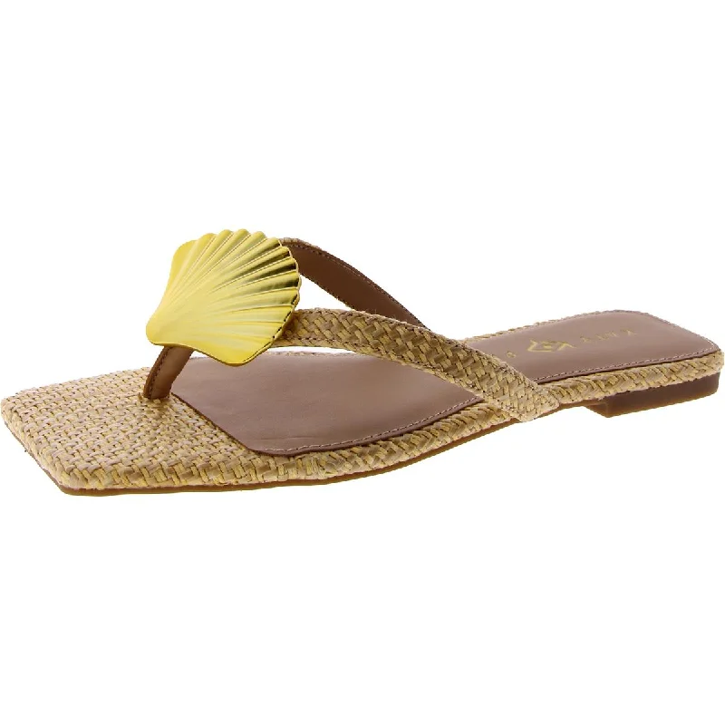 Katy Perry Womens The Camie Shell Woven Square Toe Slide Sandals