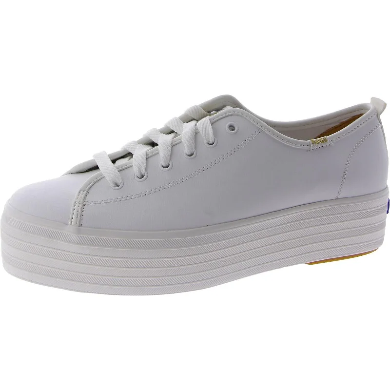 Keds Womens Triple Up Leather White Leather Lace-Up Casual And Fashion Sneakers