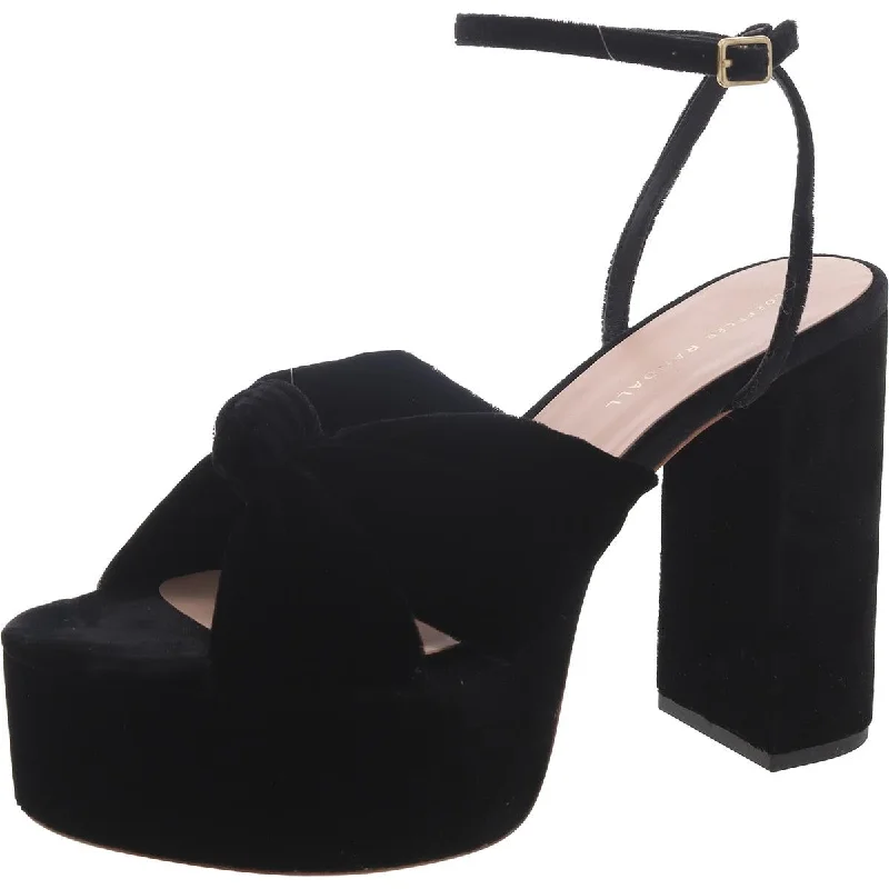 Loeffler Randall Womens Melany Velvet Bow Platform Sandals