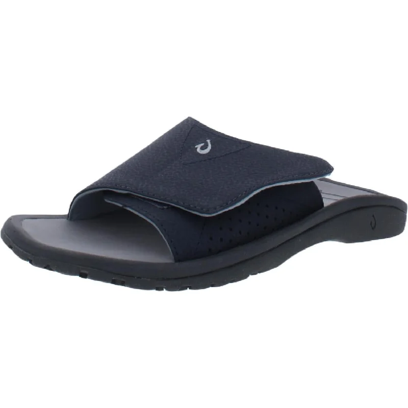 OluKai Mens Nalu Faux Leather Slip On Slides