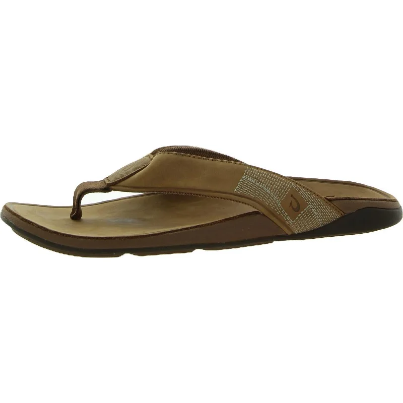 OluKai Mens TUAHINE Leather Slip On Thong Sandals