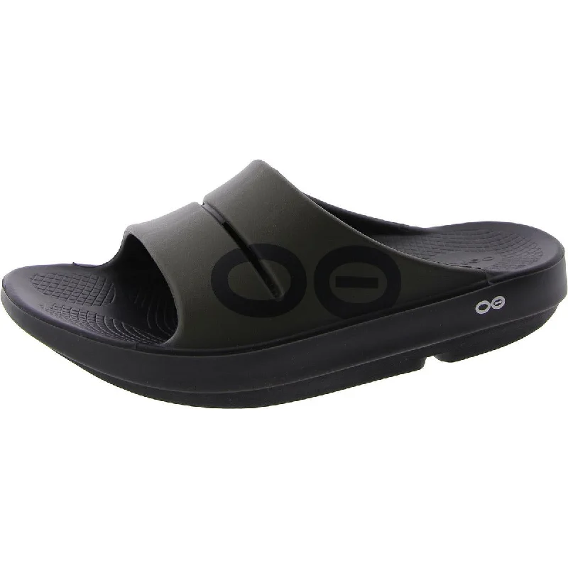 Oofos Mens Round toe Slide sandal Slide Sandals