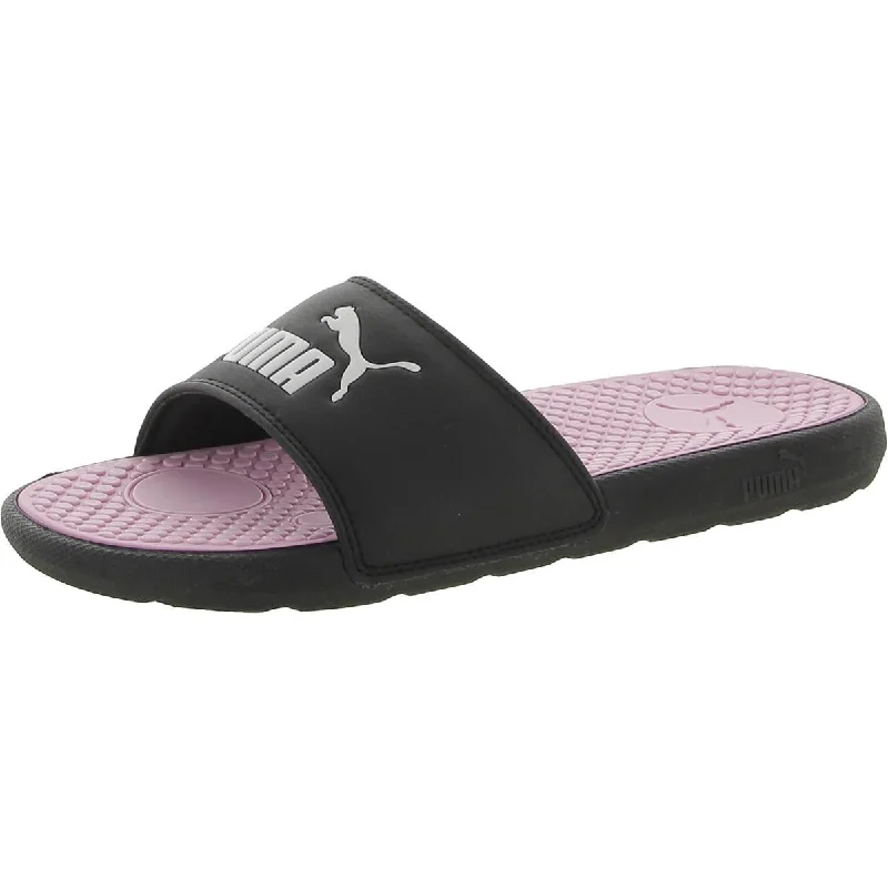 Puma Womens Cool Cat Faux Leather Logo Pool Slides