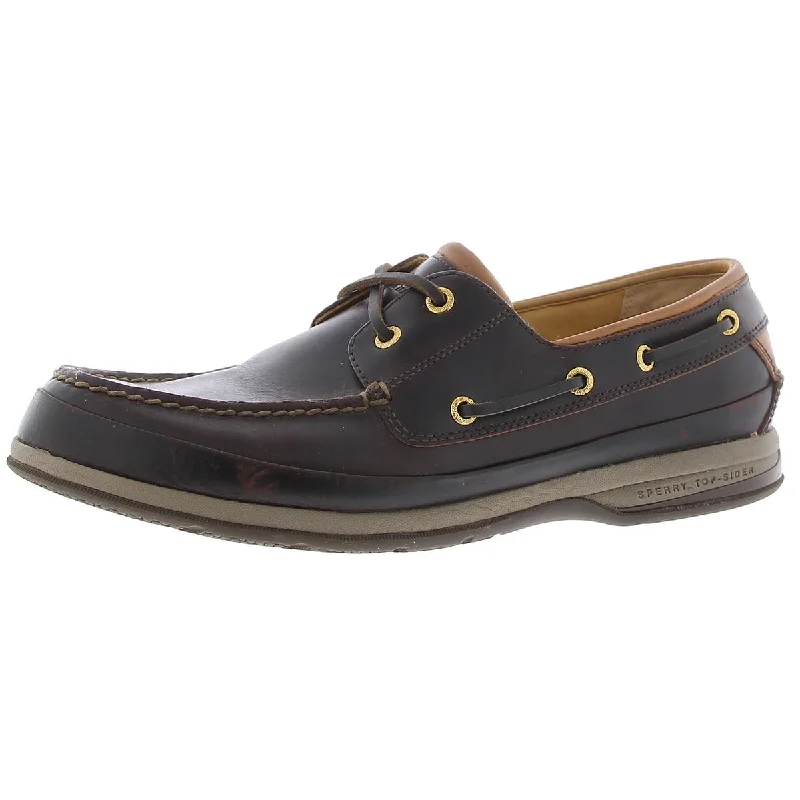 Sperry Mens Gold Boat Leather Lace-up Boat Shoes