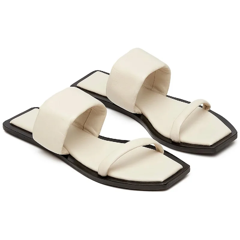 St. Agni Womens RESORT  SLIDE Leather Square toe Slide Sandals