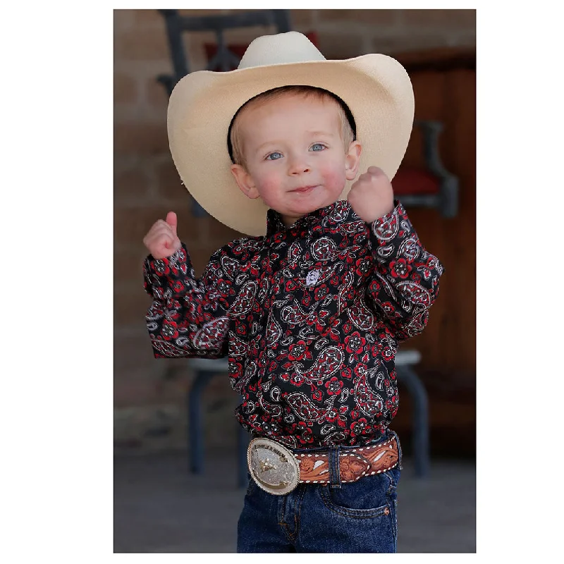 Cinch Infant Black & Red Paisley Button Down