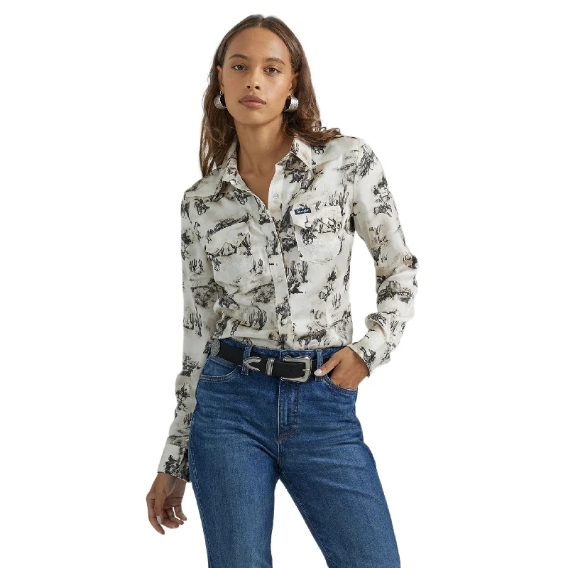 Wrangler Women's Bold Bucking Cowboy Pearl Snap Shirt