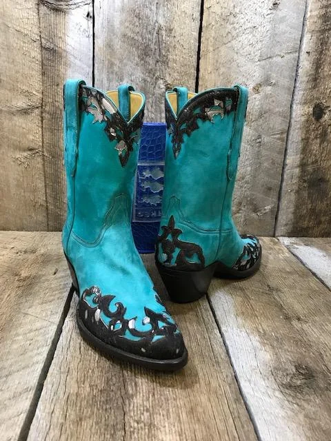 Turquoise  Nubuck Hair On Tres Outlaws Women's Classic  2014 *