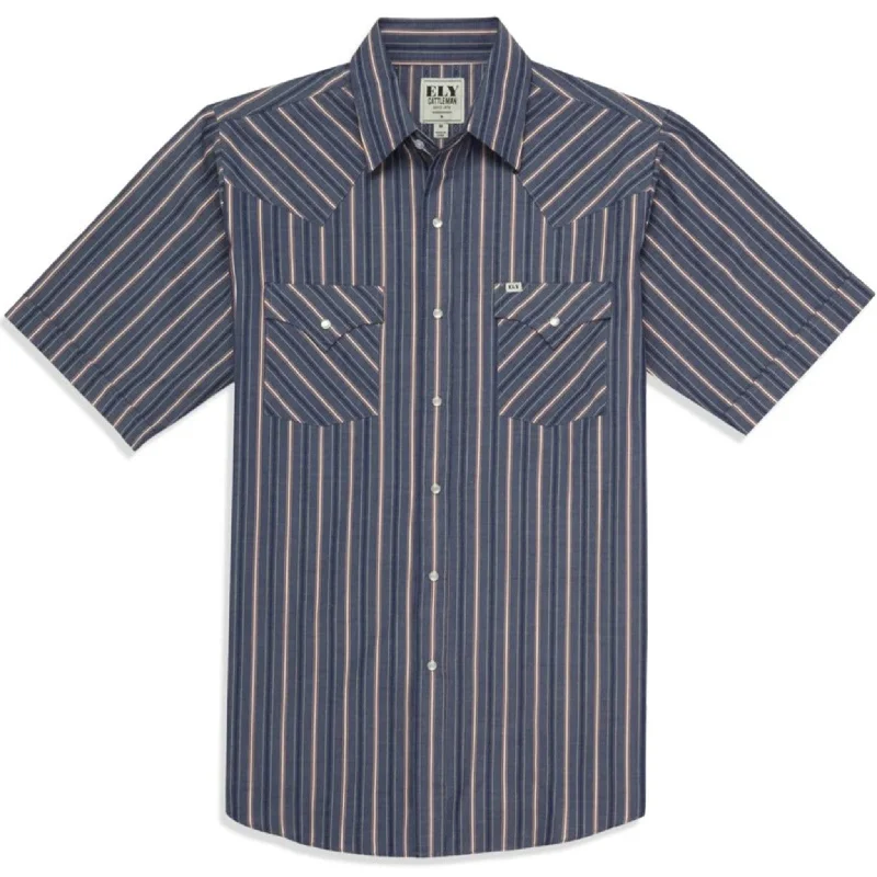 Ely Walker Men's Blue Americana Dobby Stripe Shirt