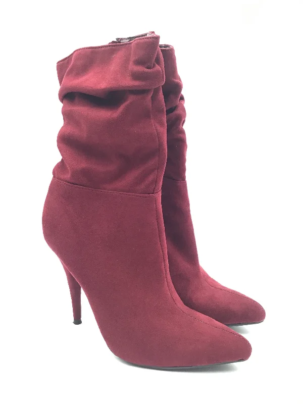 Boots Ankle Heels By Anne Michelle In Red, Size: 9