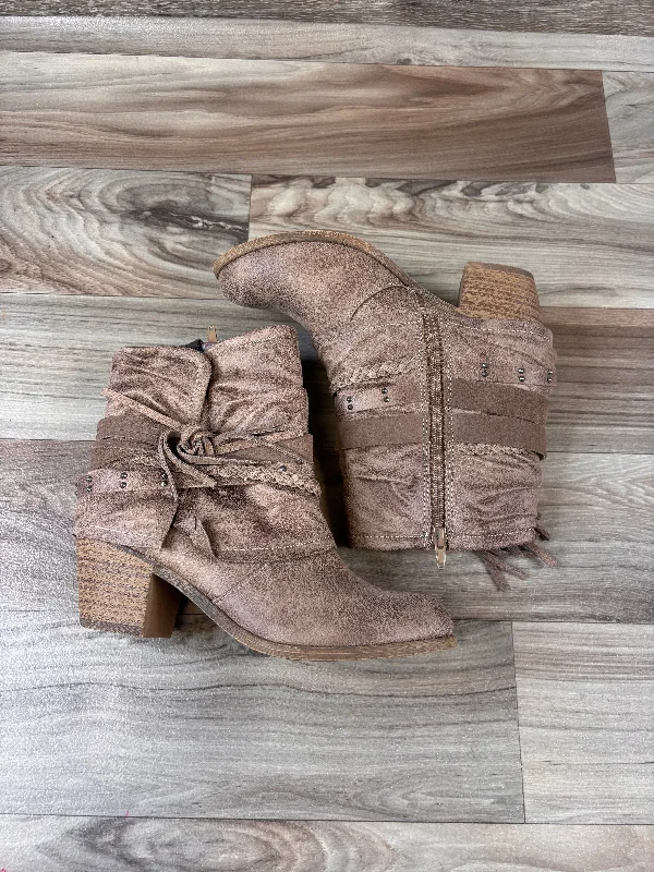 Boots Ankle Heels By Jelly Pop In Tan, Size: 8.5