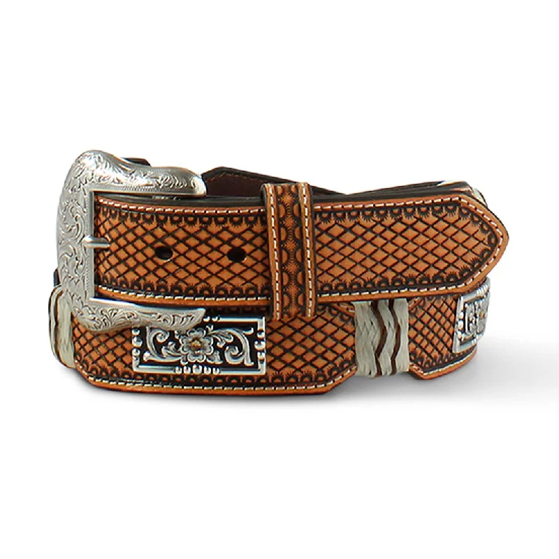 Ariat Men's Basket Weave Belt with Rawhide Conchos