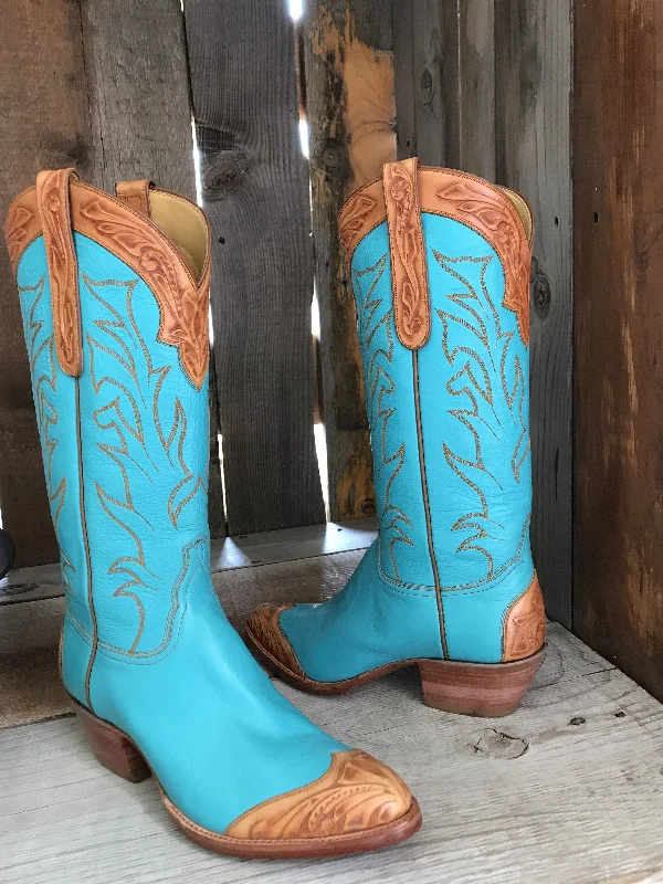 Sold Out Calf Hand Tooled  Turquoise Tres Outlaws Classic Boot 1816