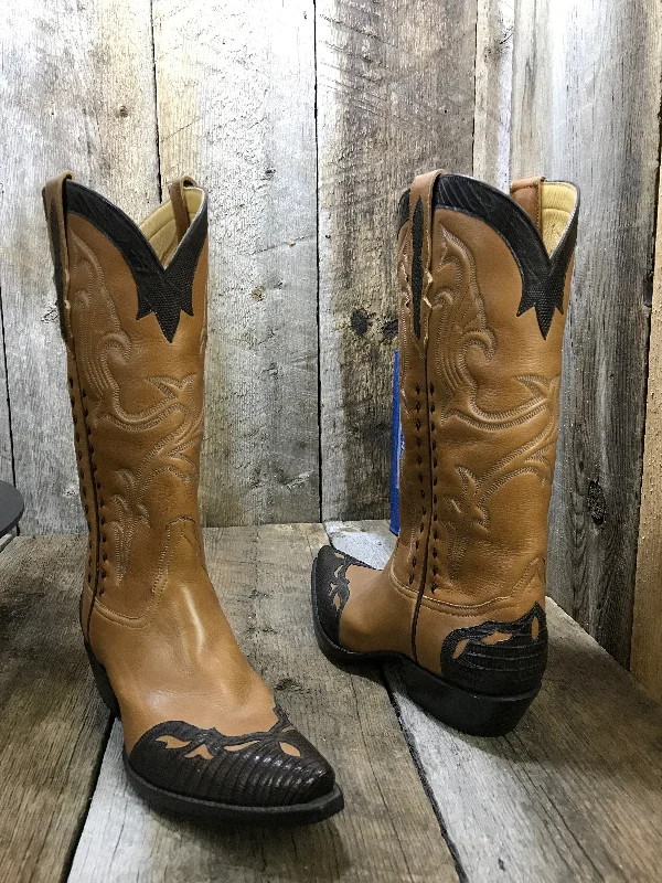 Tan Calf  &  Lizard  Tres Outlaws Women's Classic  Boot 1722