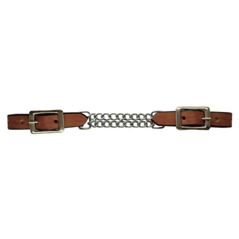 Showman Leather Curb With Double Chain