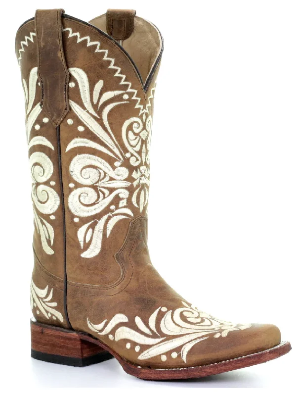 CIRCLE G WOMENS EMBROIDERY WESTERN SQUARE TOE BOOTS STYLE L5409