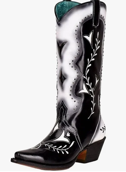 CORRAL BLACK AND WHITE SNIP TOE BOOTS STYLE Z0132