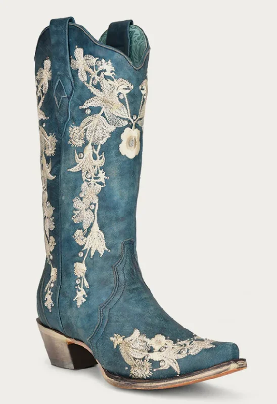 CORRAL LADIES BLUE STUD AND EMBROIDERY BOOTS STYLE A4361