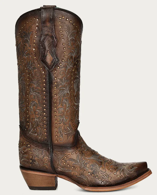 CORRAL MAPLE EMBROIDERY STUDS SNIP TOE BOOTS STYLE C3972