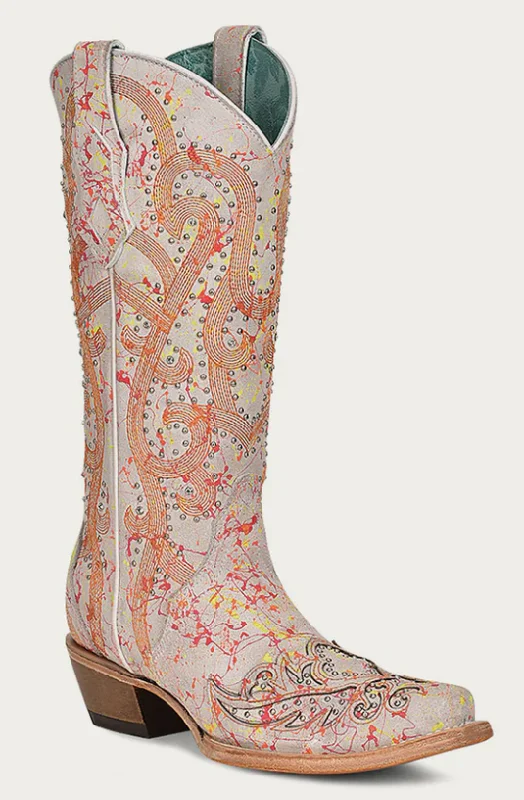 CORRAL LADIES MULTI COLOR CRYSTAL GLOW IN THE DARK SNIP TOE BOOTS STYLE C3980