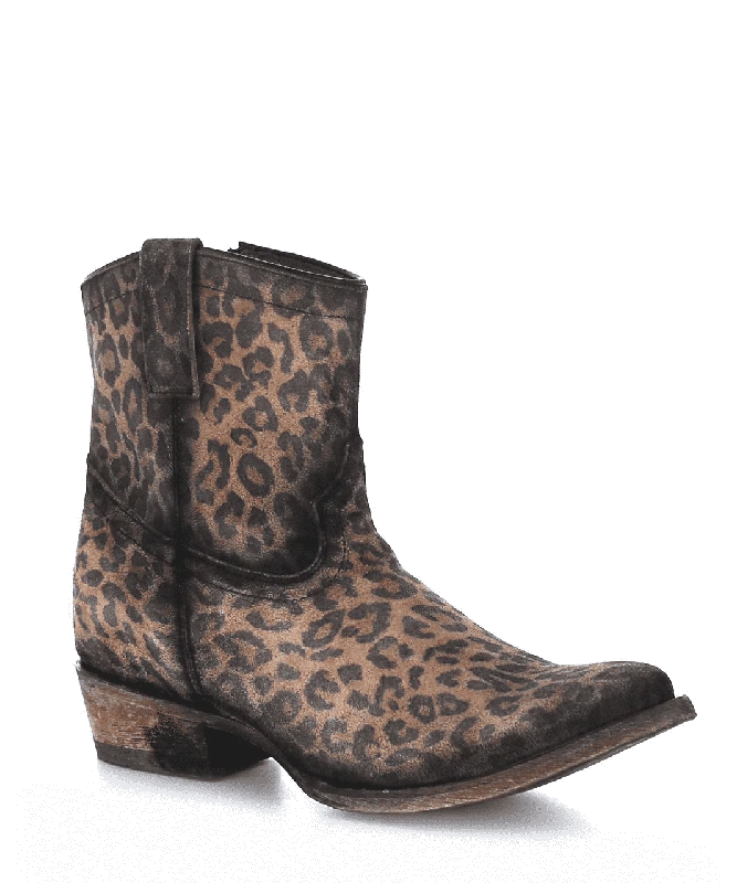 Corral Womens Suede Leopard Print Ankle Boots Style C3627