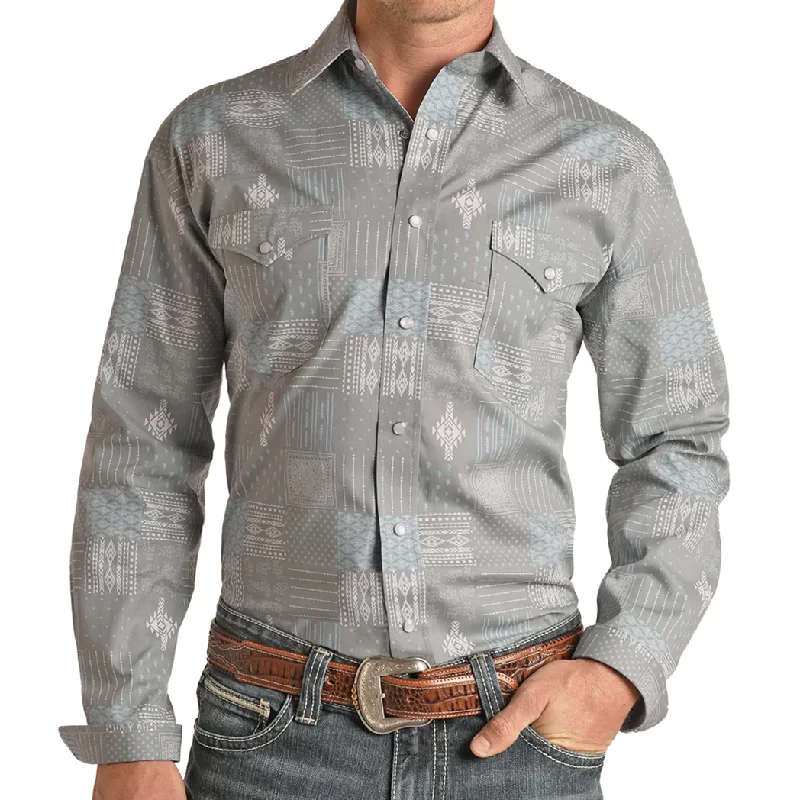 Panhandle Slim Men's Grey Aztec Button Down