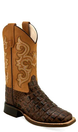 Jama Boys Brown Horn Back Gator Cowboy Boots Style BSC1832