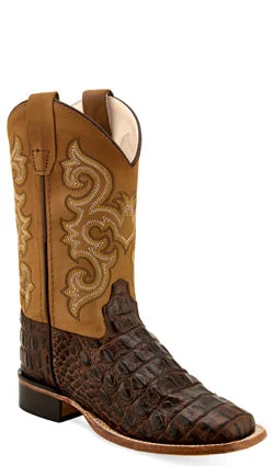 Jama Boys Brown Horn Back Gator/tan Canyon Cowboy Boots Style BSC1830