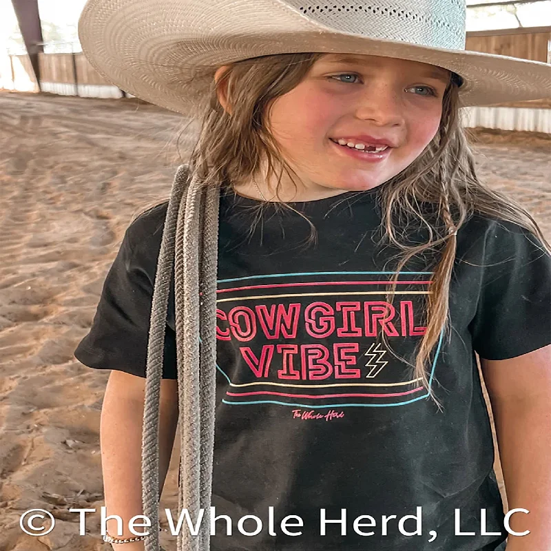 The Whole Herd Kid's Black Cowgirl Vibes Tee