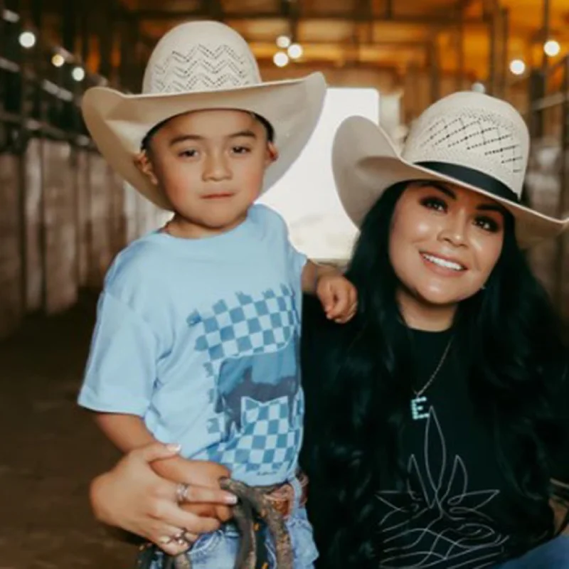 The Whole Herd Kid's Blue Checker Steer Tee