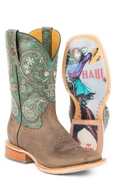 Tin Haul Womens Wild and Free Cowgirl Boots Square Toe Style 14-021-0007-1328