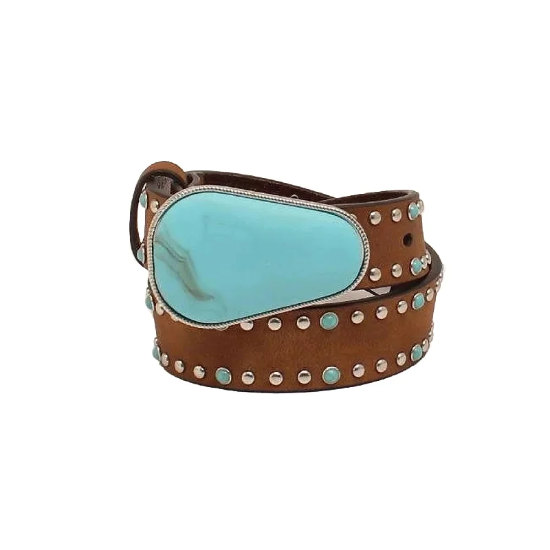 Angel Ranch Girl's Brown Turquoise Studded Belt