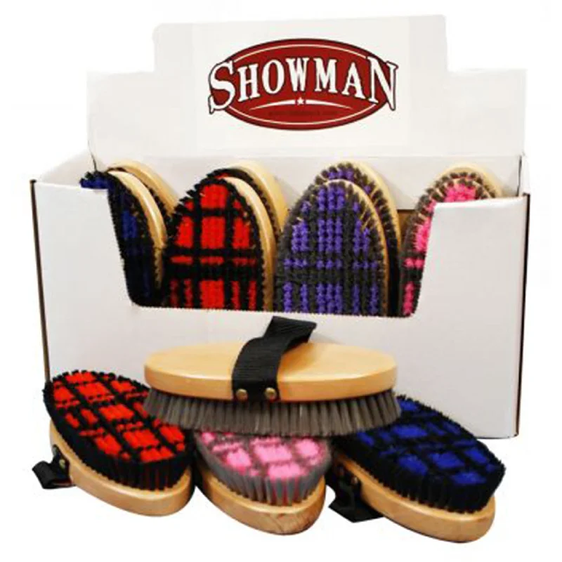 Showman Medium Bristle Brush Checked