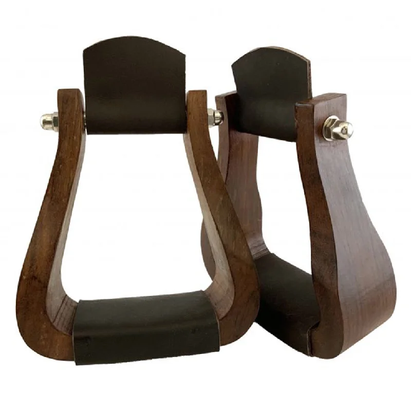 Showman Teak Wood Stirrup with Smooth Leather Foot Pad