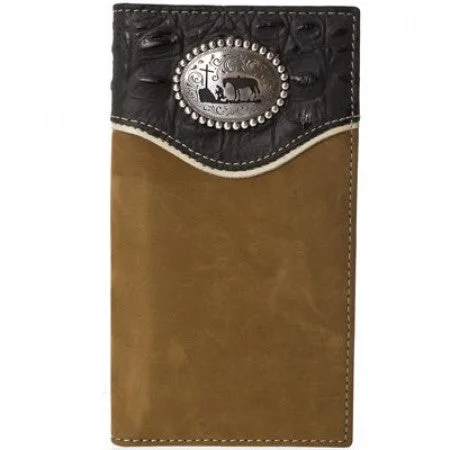 Men's Brown/Black Praying Cowboy Checkbook Cover