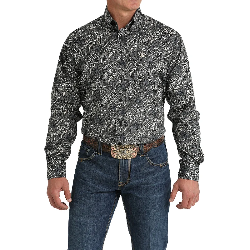 Cinch Men's Black Paisley Long Sleeve Button Down