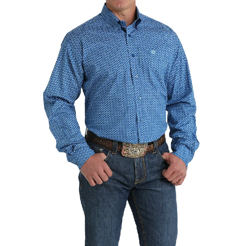 Cinch Men's Royal Geometric Long Sleeve Shirt