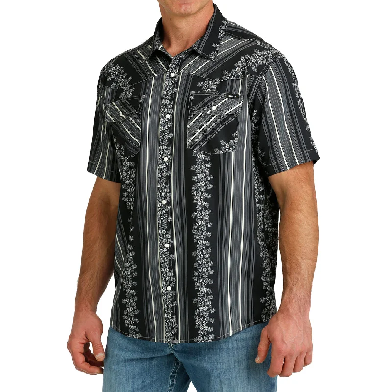 Cinch Men's Vintage Wallpaper Stripe Western Camp Short Sleeve