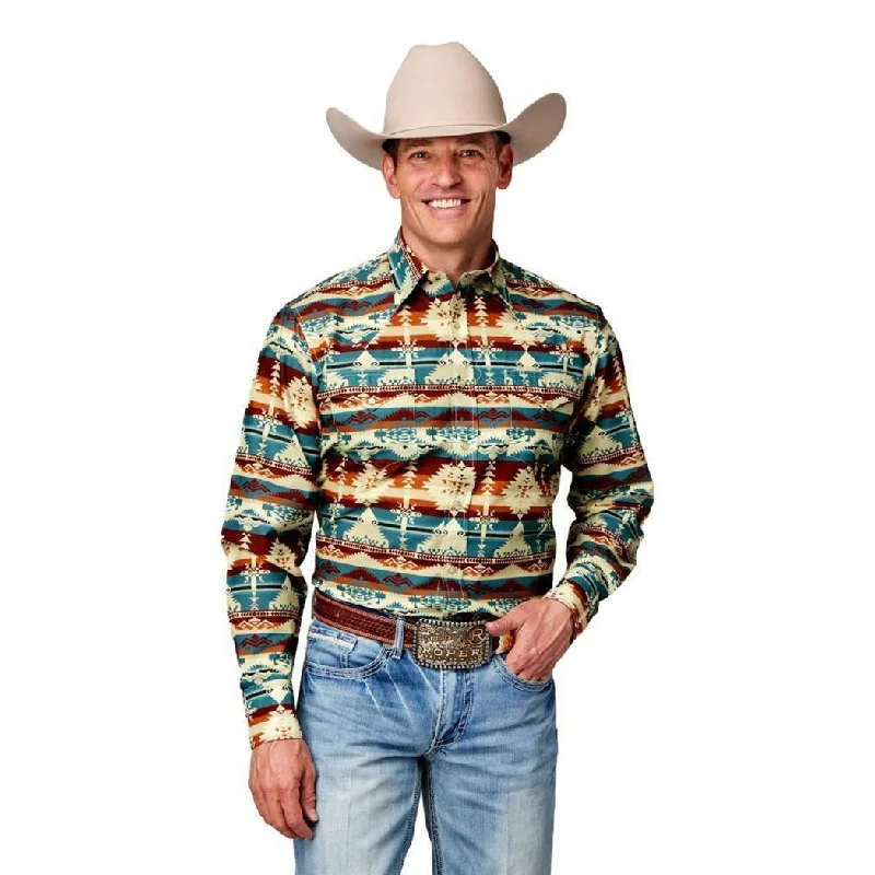 Roper Men's Natural Aztec Serape Long Sleeve Vintage Collection