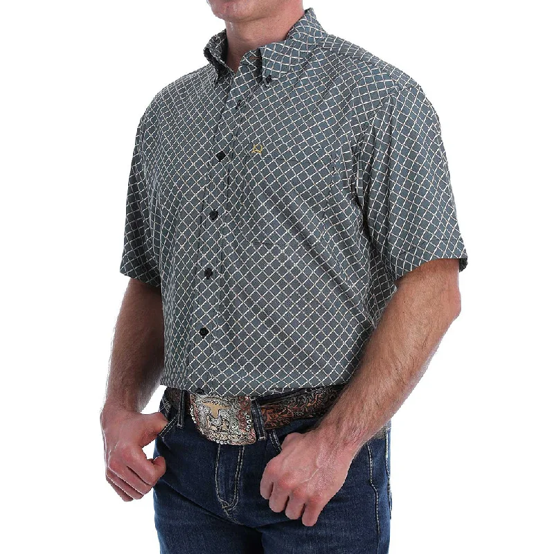 Cinch Men's Short Sleeve Black Checker Print