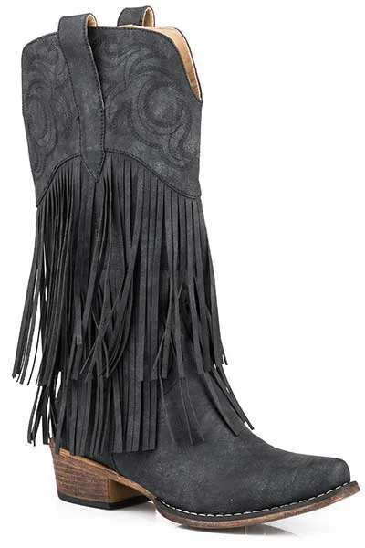 Roper Black Ladies Fringe Snip Toe Boot Style 09-021-1566-2702